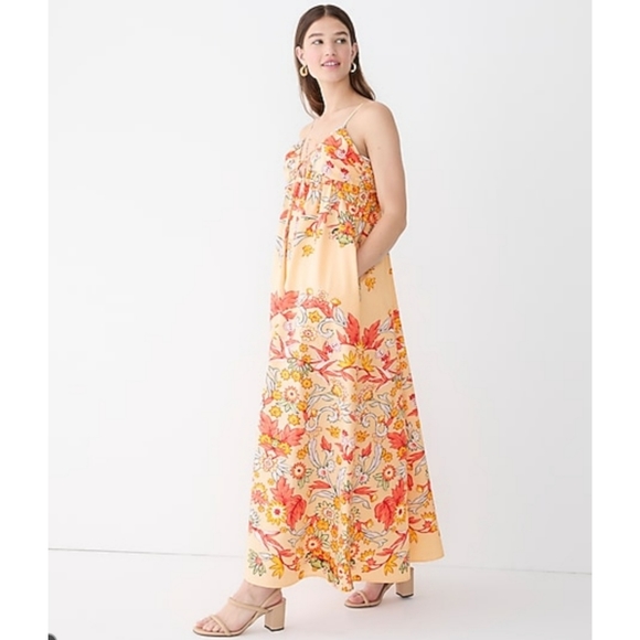 39. J.Crew Keyhole cotton poplin maxi dress in placed floral - Picture 2 of 9